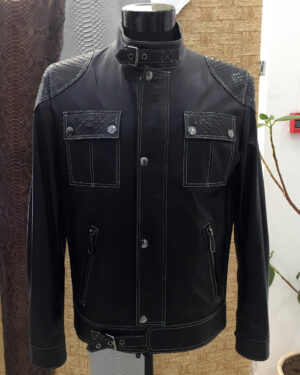 Real Python Trim Leather Jacket