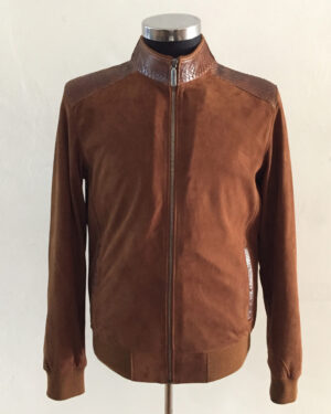 SR Python Trim Brown Suede Jacket