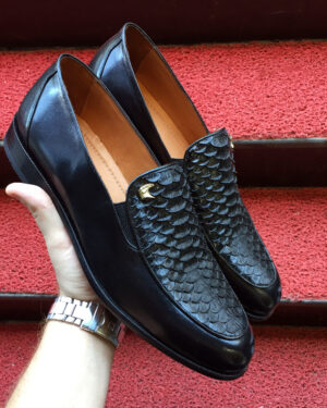 SR Deer Skin Python Leather Loafer Dress Shoes