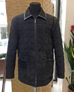Grey Suede Quilted Coat