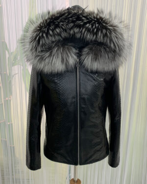 Python Jacket With Fox Fur Hood