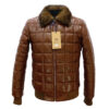 SR Mink Fur Collar Leather Jacket