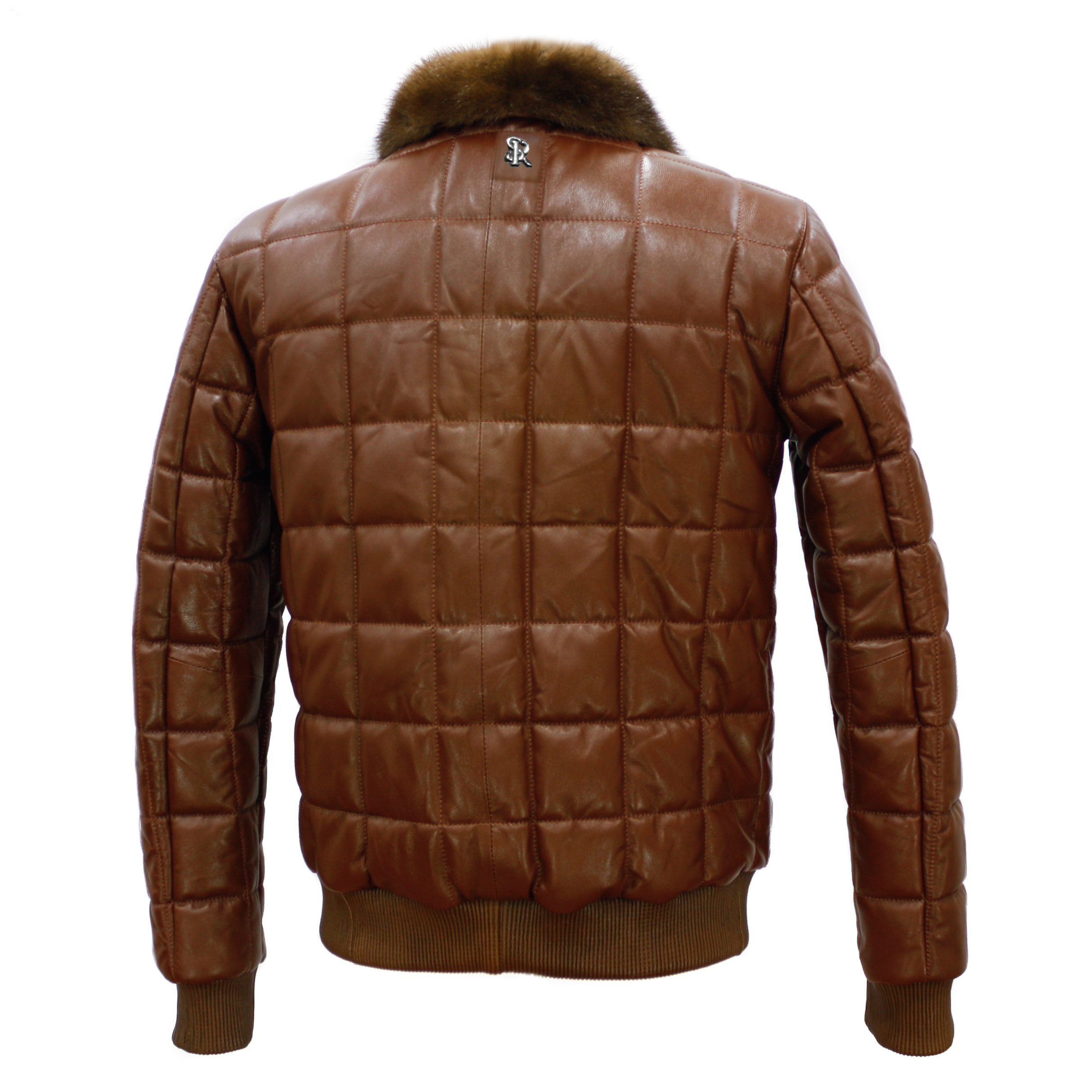 SR Mink Fur Collar Leather Jacket - Leather Guys
