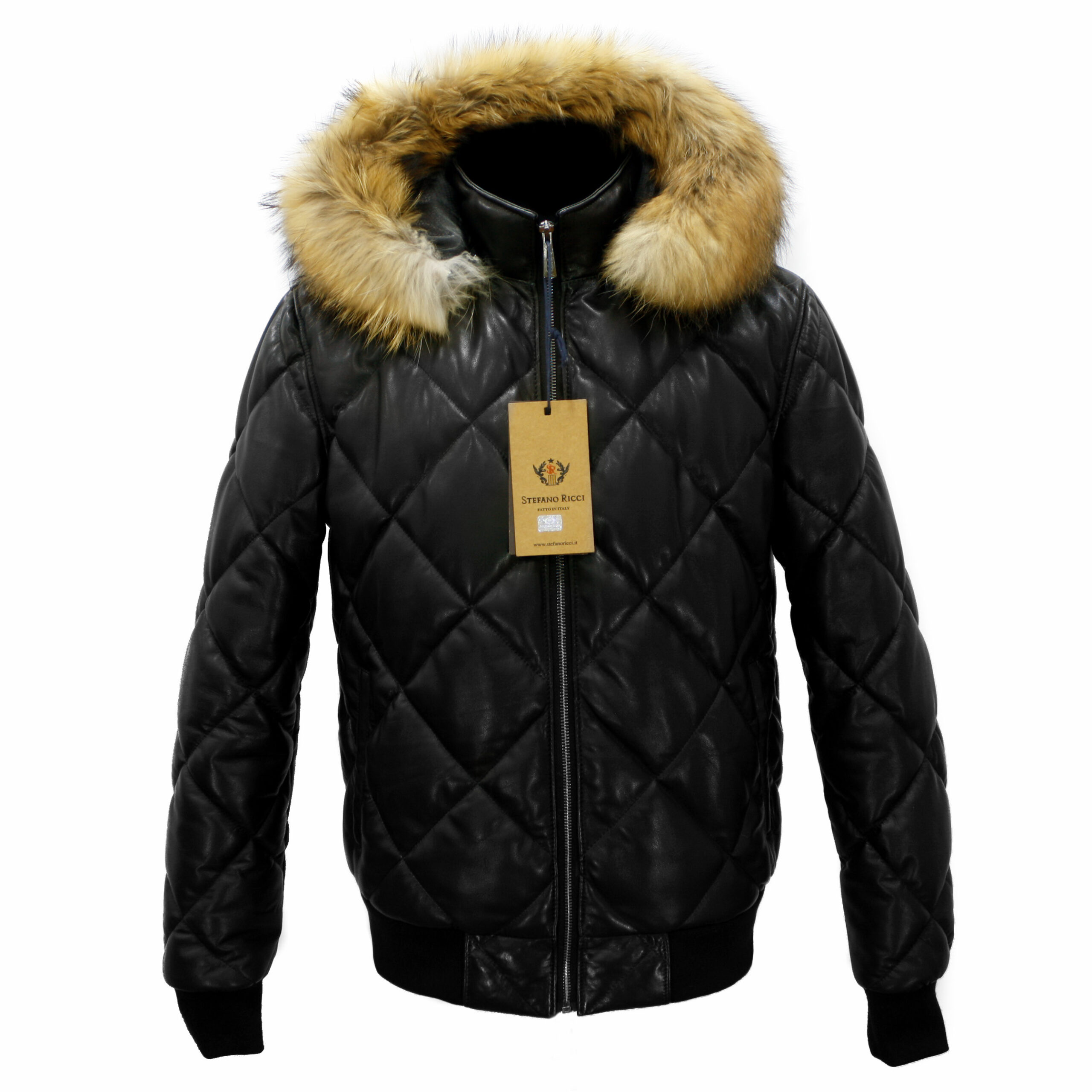 SR Raccoon Fur Hoodie Leather Jacket