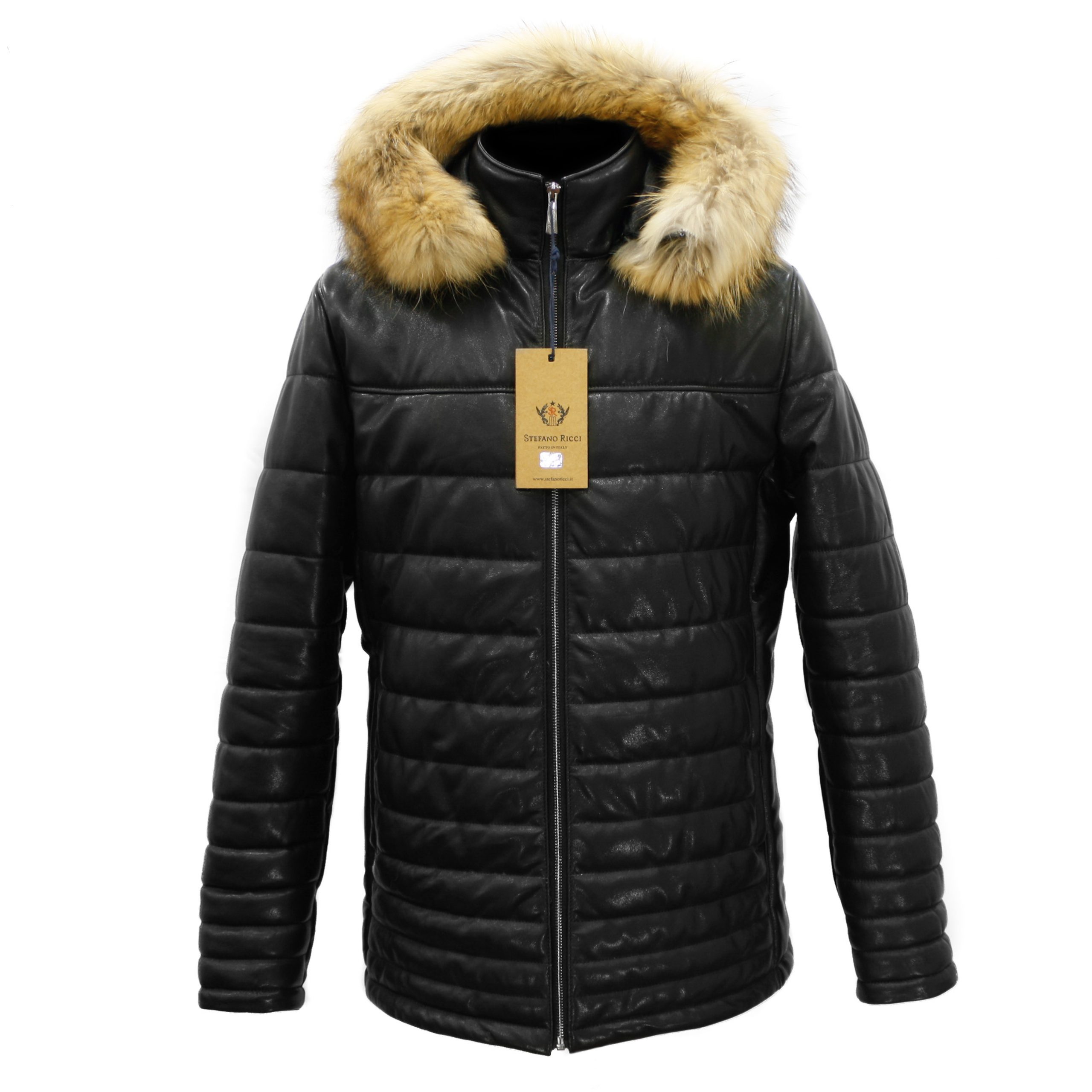 SR Leather Jacket With Racoon Fur Hoodie