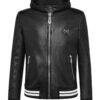 Philipp Plein Leather Hooded Jacket