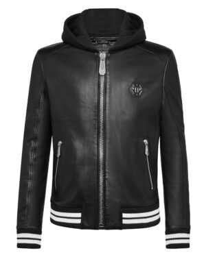 Philipp Plein Leather Hooded Jacket