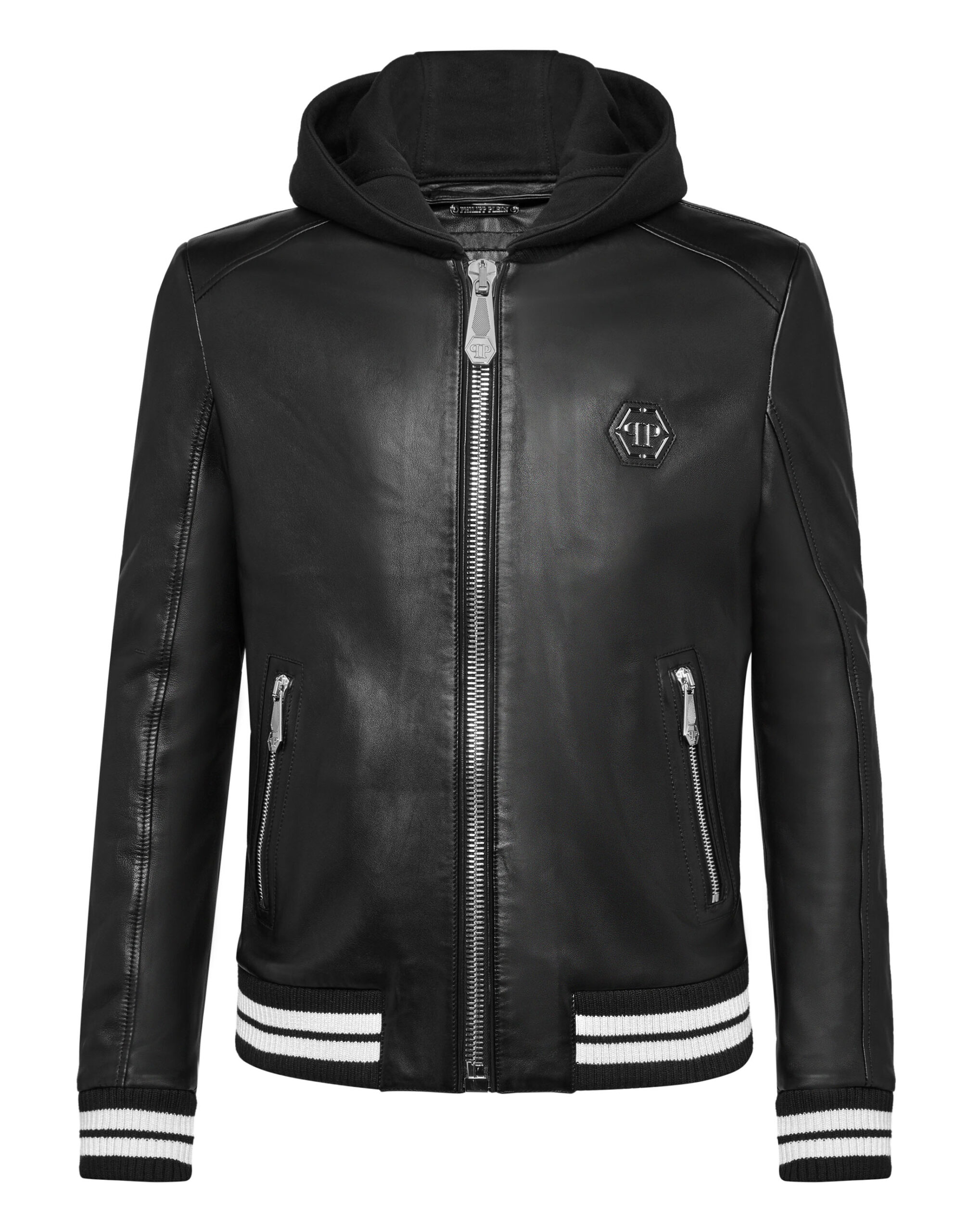 Philipp Plein Leather Hooded Jacket