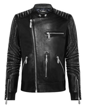 Philipp Plein Leather Biker Studs