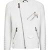Philipp Plein White Python Leather Biker Jacket