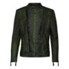 Philipp Plein Matte Black Green Snake Skin Biker Jacket