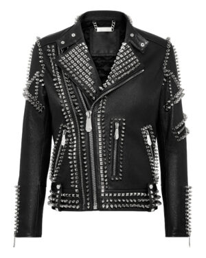 Philipp Plein Studded Leather Biker Jacket