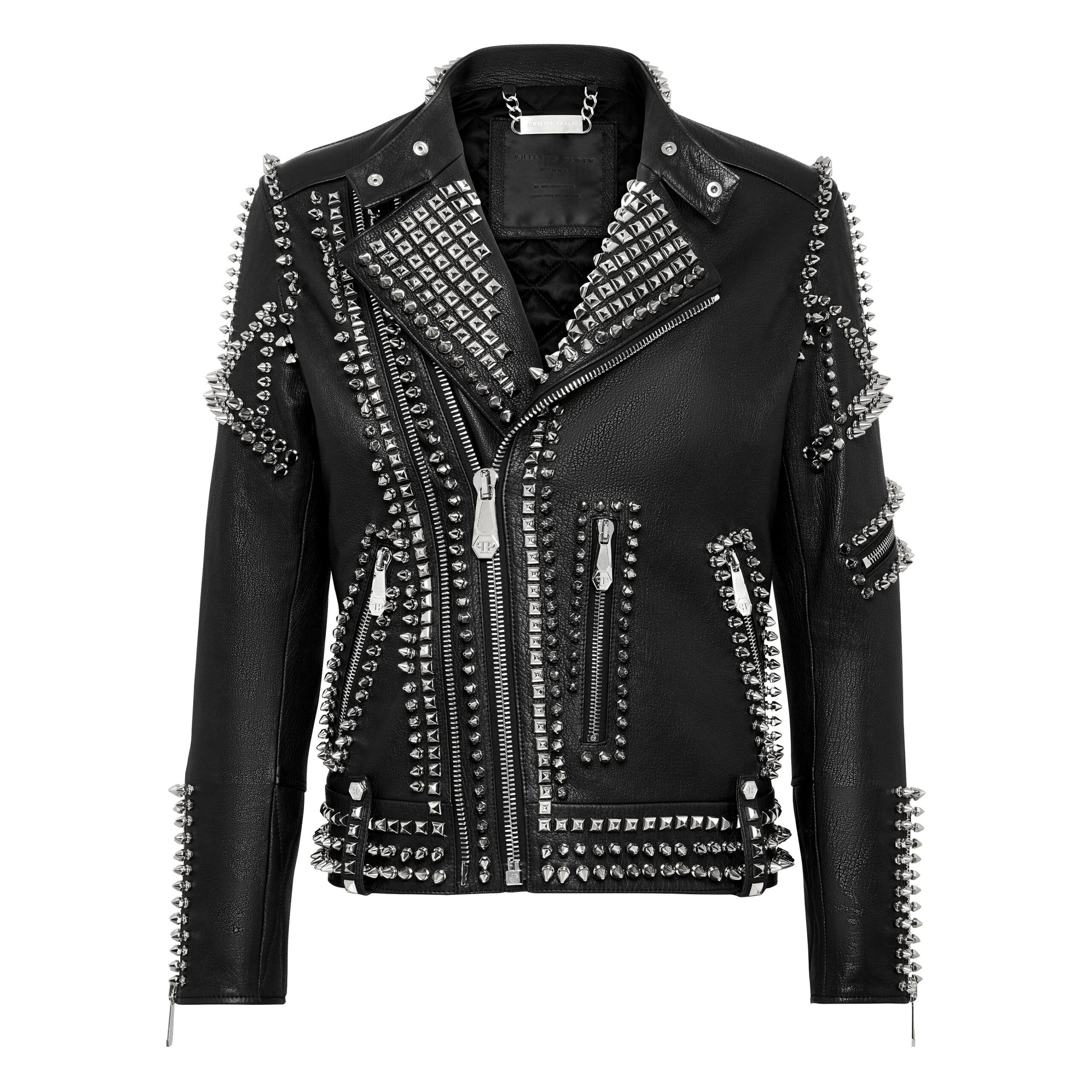Philipp Plein Studded Leather Biker Jacket
