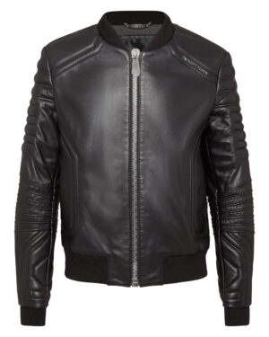 Philipp Plein Leather Bomber Jacket
