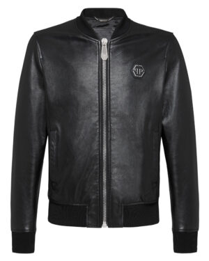 Philipp Plein Leather Bomber Jacket