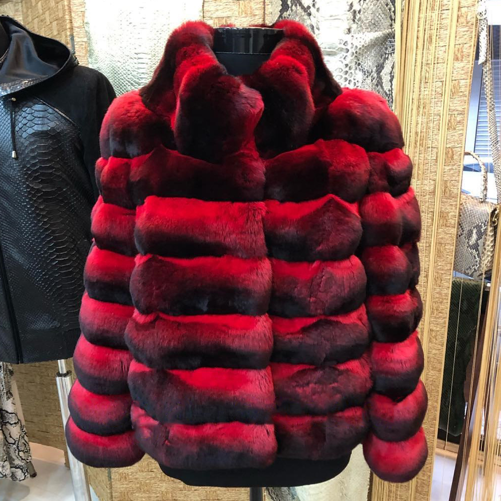 Red Chinchilla Fur Coat