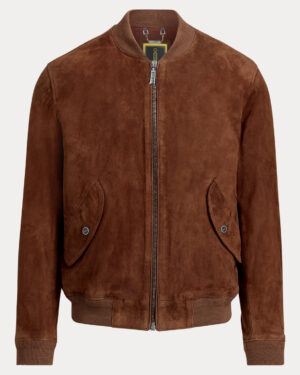 Brown Suede Bomber Jacket