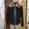 Sable Fur Collar Mouton Fur Lining Suede Jacket