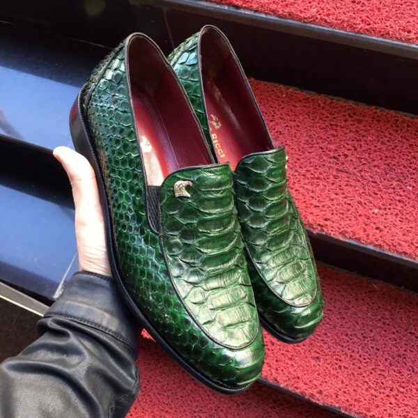 SR Green Python Loafer Dress Shoes