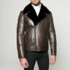 Python Skin Mink Fur Collar Biker Jacket