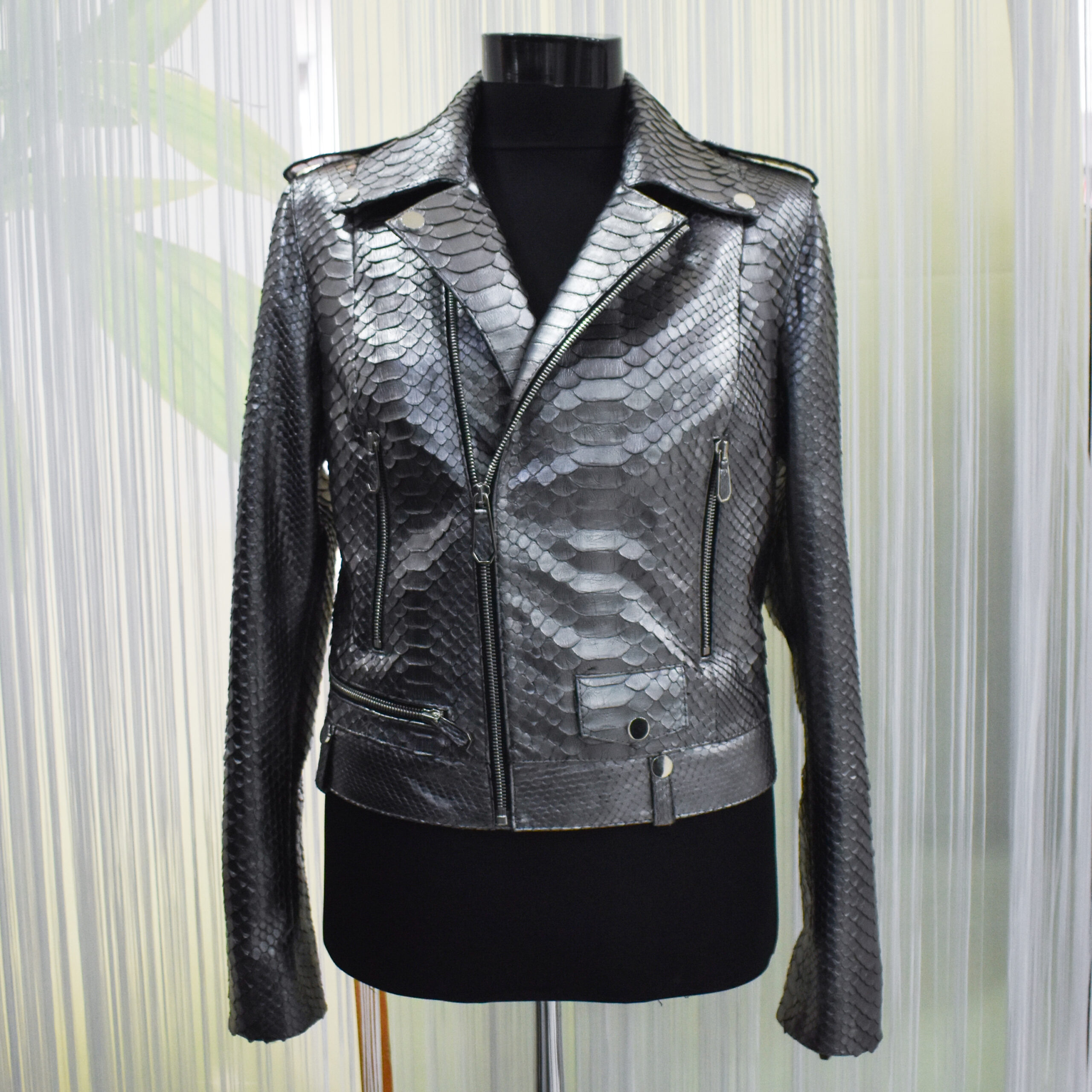 Womens Grey Python Jacket