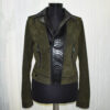 Womens Python Trim Green Suede Jacket