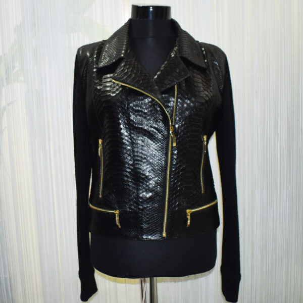 Womens Python Leather Wool Jacket