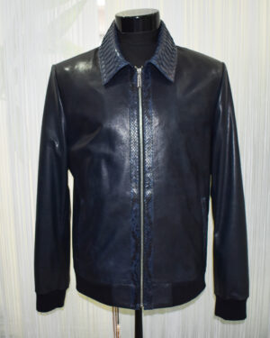 Snake Trim Leather Jacket