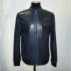 Python Trim Blue Leather Bomber Jacket