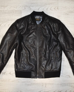 Louis Vuitton Replica Black White Leather Unisex Jacket - Leather Guys