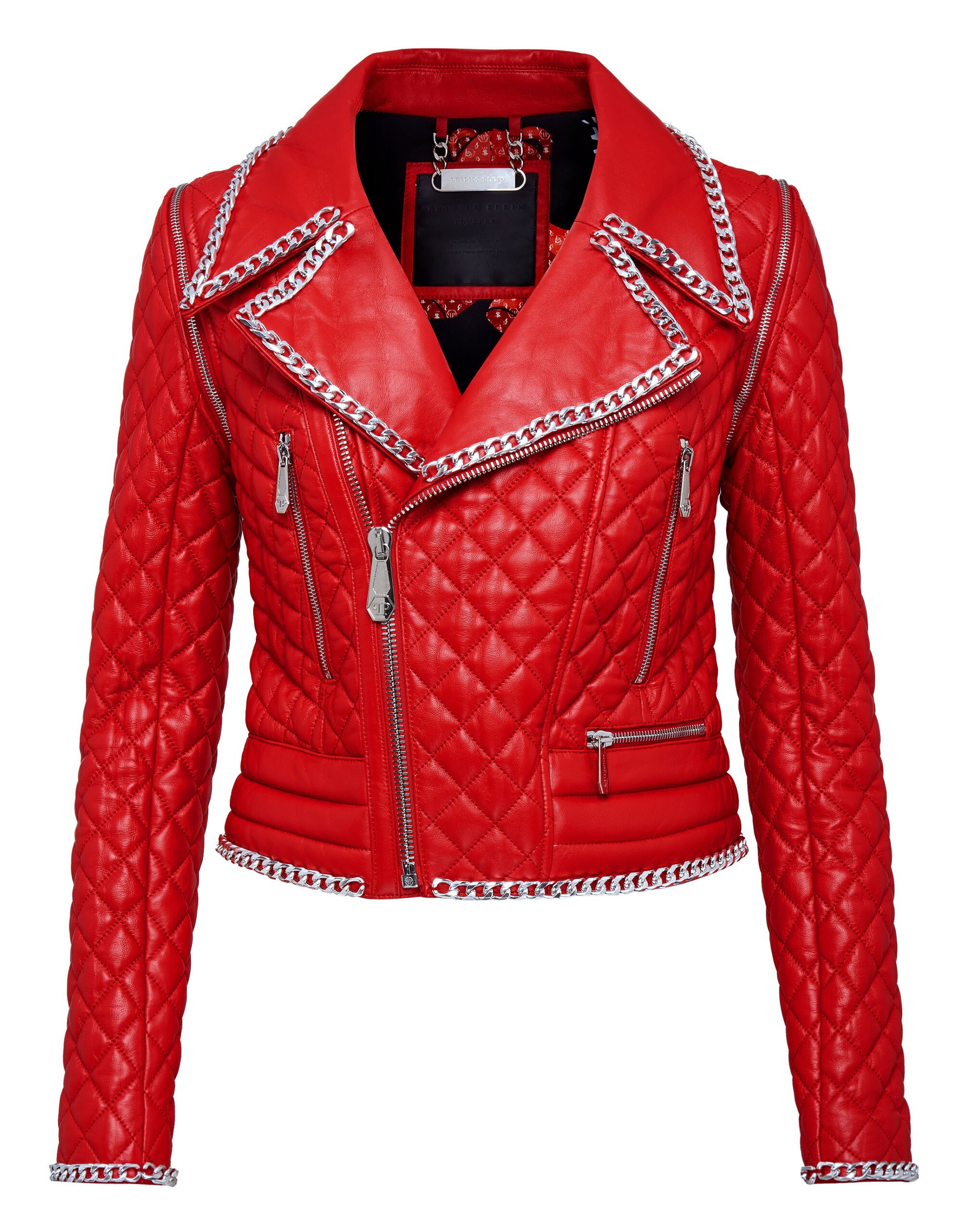 Philipp Plein Teddy Bear Women's Leather Biker Jacket