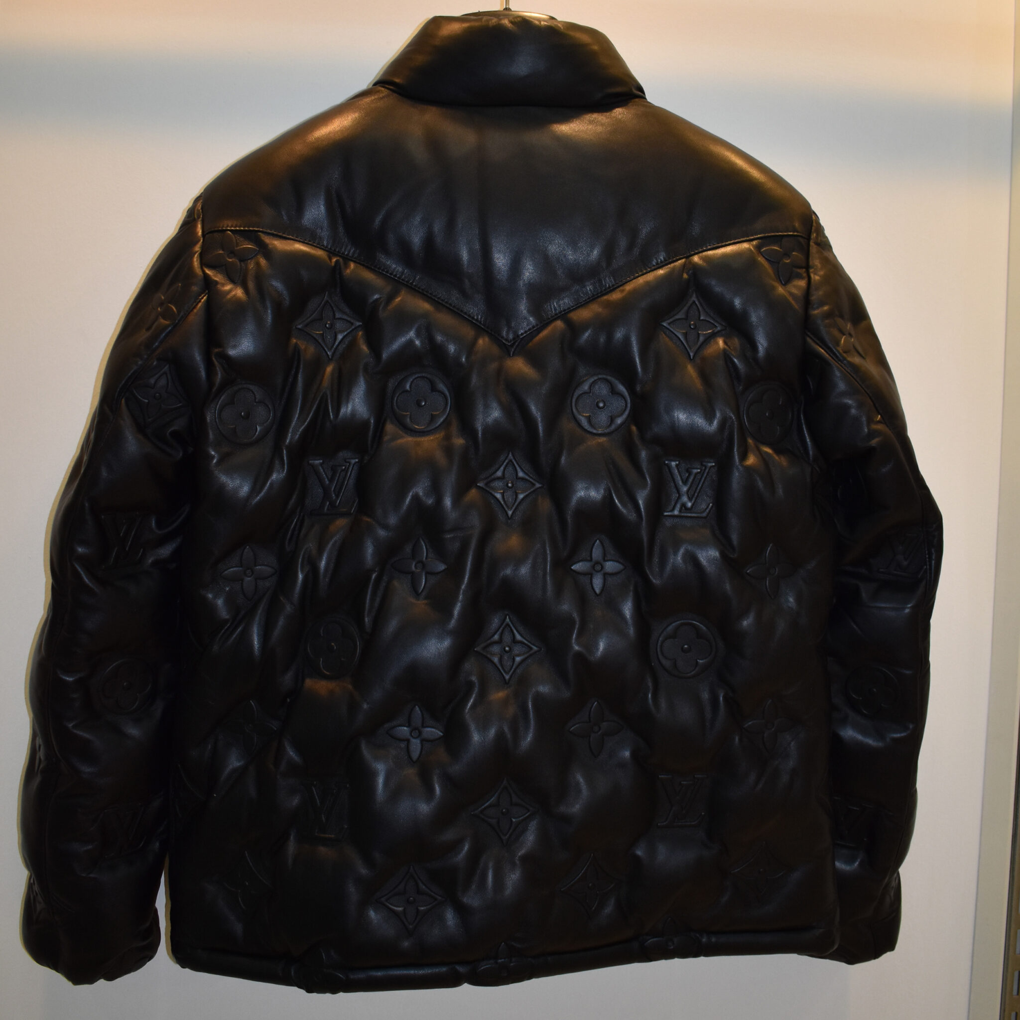 Louis Vuitton Replica Monogram Leather Unisex Puffer Jacket - Leather Guys