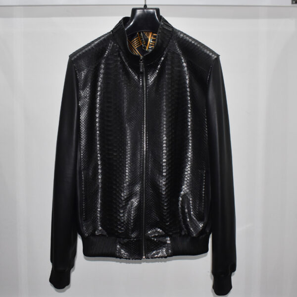 Black Python Leather Lambskin Jacket