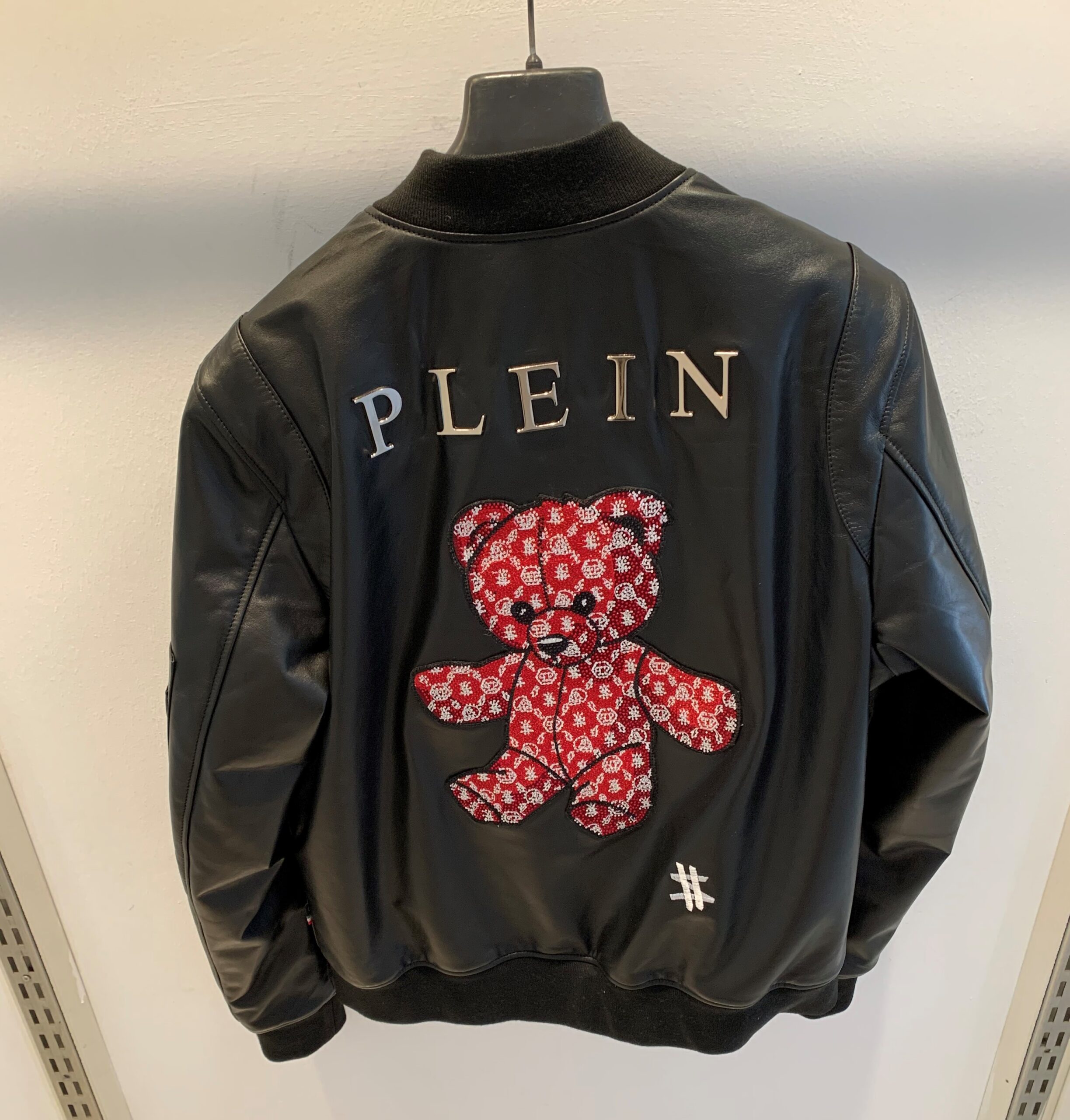 Philipp Plein Red Teddy Bear Replica Leather Jacket - Leather Guys