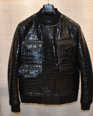 Bottega Veneta Leather Jacket In Crocodile