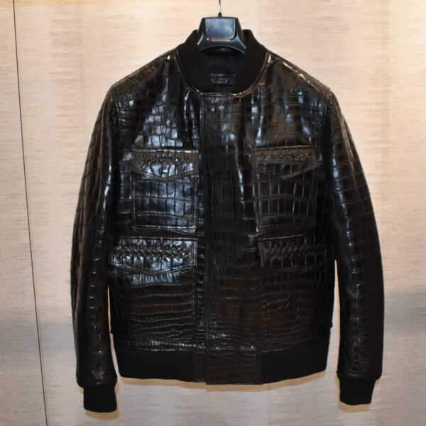 Bottega Veneta Leather Jacket In Crocodile