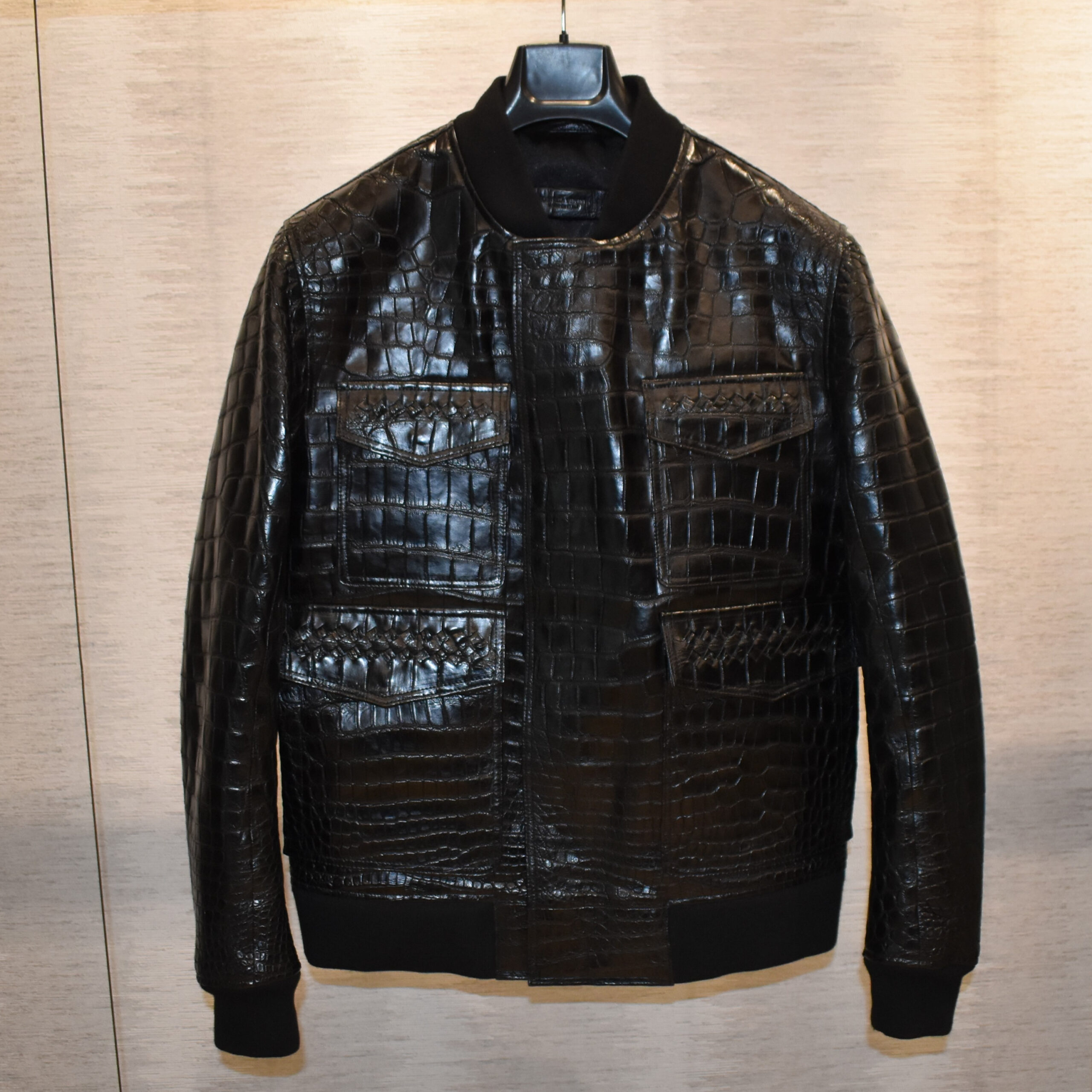 Bottega Veneta Leather Jacket In Crocodile - Leather Guys