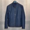 Navy Blue Ostrich Leather Jacket