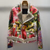 Philipp Plein Printed Women's Leather Biker Jacket With Studs