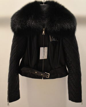 Valentino Women's Leather Jacket With Fox Fur Collar