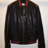Gucci Black Replica Leather Bomber Jacket