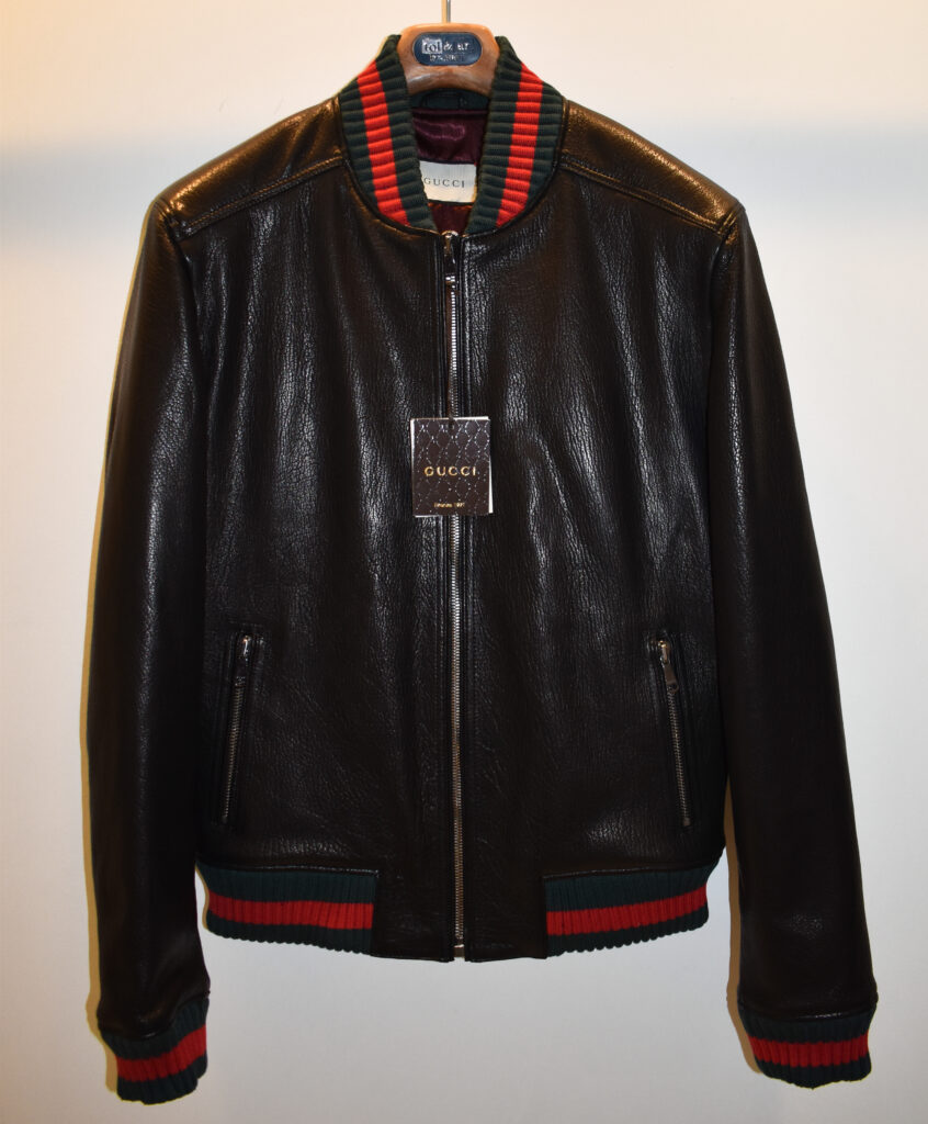 Gucci Black Replica Leather Bomber Jacket Leather Guys