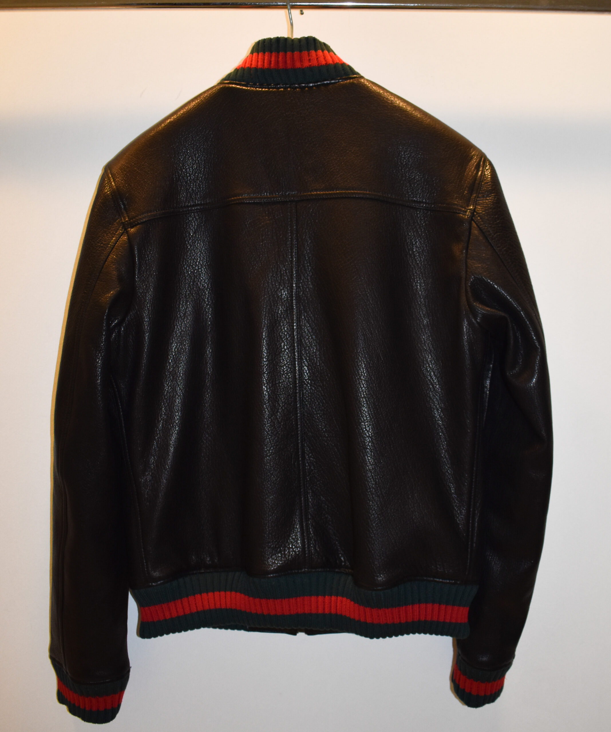 Gucci Black Replica Leather Bomber Jacket - Leather Guys