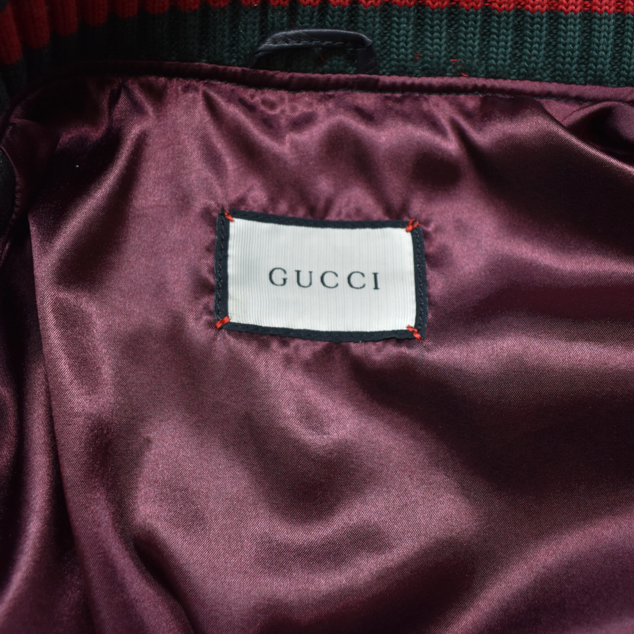 Gucci Black Replica Leather Bomber Jacket - Leather Guys