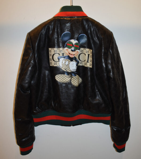 Gucci Women's Mickey Mouse Leather Bomber Replica Jacket