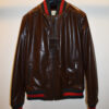 Gucci Brown Replica Leather Bomber Jacket