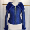 Women Python Leather Mink Fur Collar Jacket