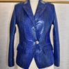 Women Python Leather Navy Blue Blazer Jacket