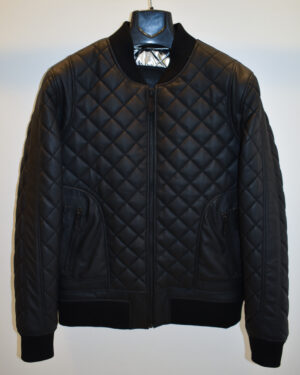 Philipp Plein Matte Black Quilted Leather Jacket