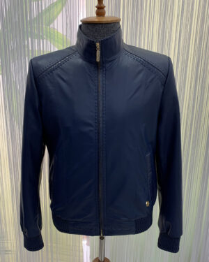 SR Python Trim Blue Replica Leather Jacket
